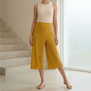 Wide Leg Wynne Layers Yellow Viscose Spandex Culotte Pants Size M Medium